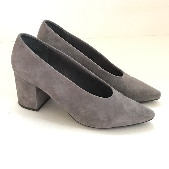 SEYCHELLES Chunky Heel Suede Pointed Toe Heels Gray Women’s Size 9 - Picture 16 of 16